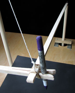 arms connecting lateral pendulums to pen